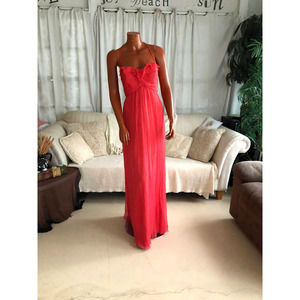 AMSALE coral pink Chiffon Silk maxi dress size 8 GUC